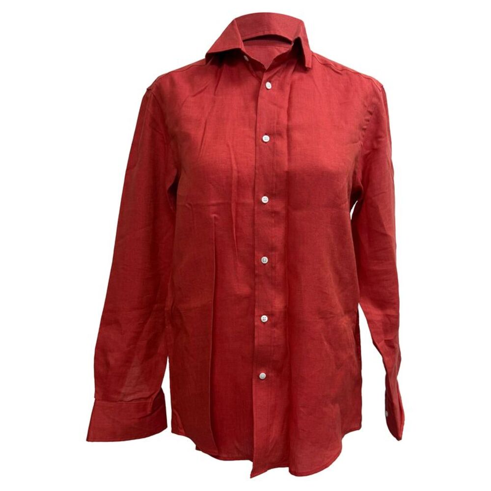 WNU Button-Down Shirt in Red Linen